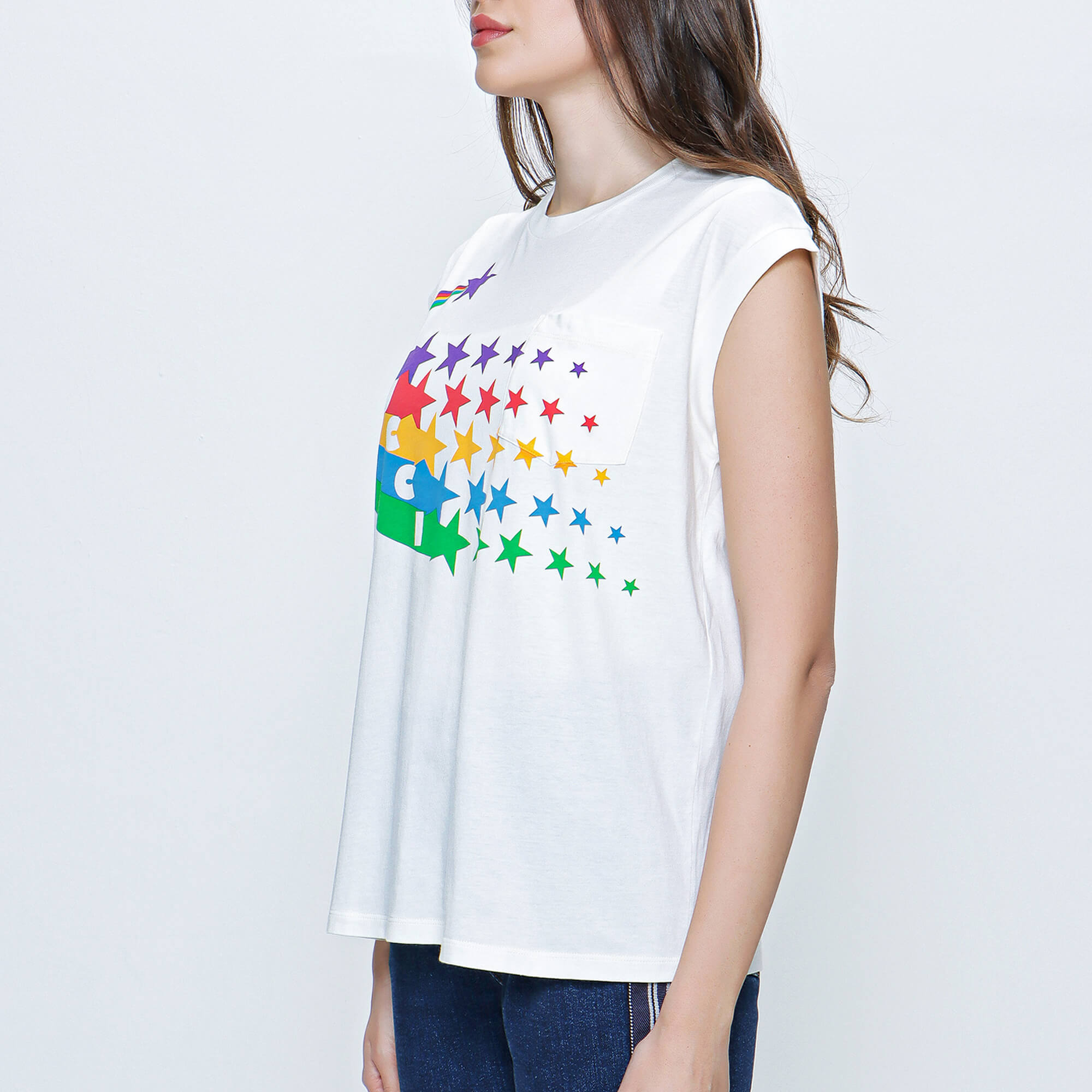 Gucci - Ivory Multicolor Star Print Tank Top 